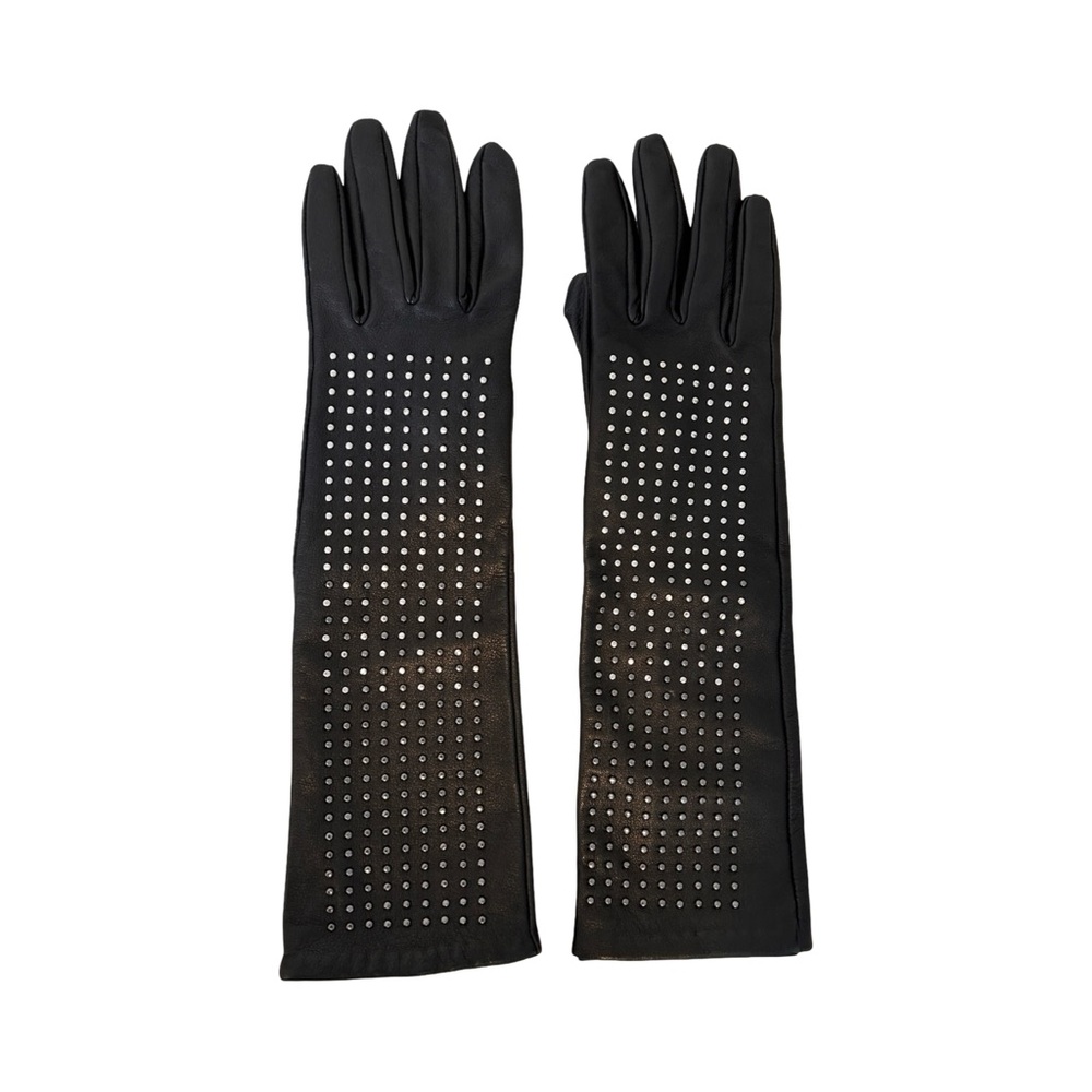 Brian Atwood for Neiman Marcus Target Black Leather Studded Opera Gloves